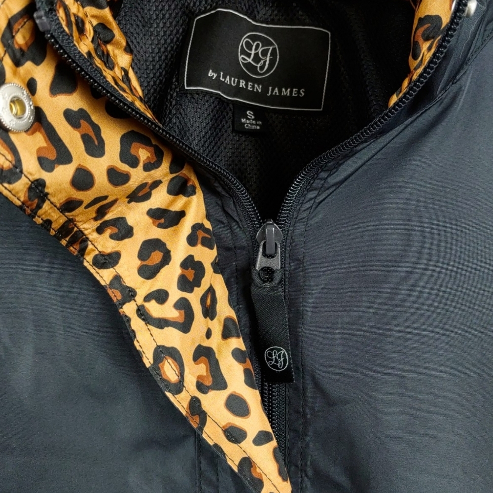 NWT Lauren James Womens S Black Animal Accent Anorak - Picture 6 of 11